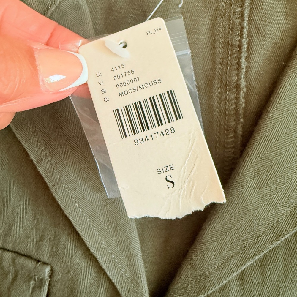 Tiny Leslie by Anthropologie Jacket sz Small Embroidered Dark Green Utility - Picture 8 of 13